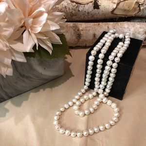 Freshwater Pearl Long Necklace, White